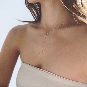 🆕 Vanrycke 18K Solid Rose Gold Double Diamond Y Necklace